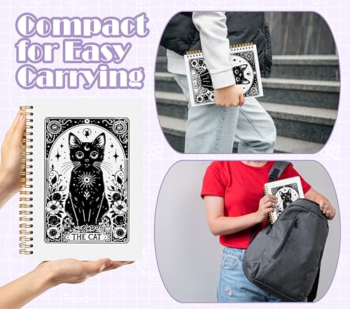 Welshower Witchy Tarot Floral Black Cat Spiral Notebook Journal, Mystical Celestial Witch Notebook, Dark Academia Gothic Journal, Cat Office Supplies, Witchy Gifts for Women, 5.5x8.3 Inch - color: Gothic Notebook 03