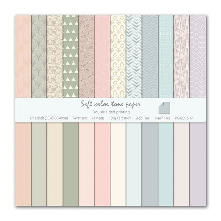 12"X12" Scrapbook Paper, 24 Sheets Double-Sided Pastel Boho Patterned Paper - color: Boho1
