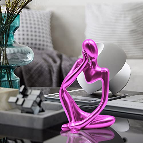 Thinker Statues and Sculptures, Resin Thinker Statue Ornaments, Abstract Style Sculptures, Housewarming Gifts, Housewarming Decorations, Living Room Dining Desk Decorations(Red Right, Small) - color: Red, size: Small