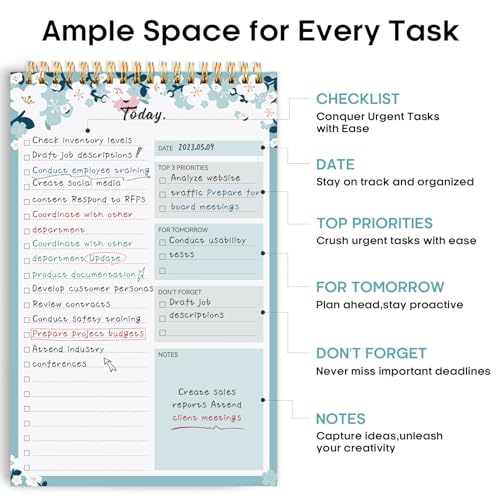 Taja To Do List Notepad, Undated Daily Planner for Work and Goal Setting - color: h-Blue Breeze, size: 1 Pack