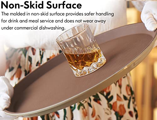 CURTA 2-Pack 14 Inch Non-Slip Serving Tray, Brown Round Server Tray - color: Brown-round, size: 14 Inch