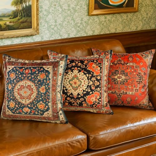 Vintage Floral Soft Velvet Throw Pillow Covers 20x20 in Boho - color: Black, size: 20" x 20" (Pack of 2)