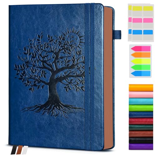 PAIBAS Lined Journal Notebook with 300 Page Numbered Pages, Vintage Leather - color: Navy blue, size: B5 (7in x 10in)