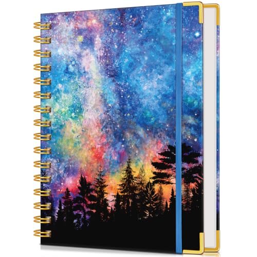 Lined Spiral Notebook Journal for Women, 150 Pages Cute Notebooks 5.75” x 8.38”, A5 Hardcover Spiral Journals with 100 GSM Thick Paper, College Ruled Notebook for Writing Work School, Forest Under a Starry Sky - color: Forest Under a Starry Sky