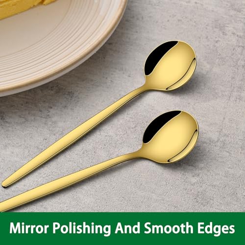 5.1 Inch Coffee & Tea Spoon,6 Pieces Gold Stainless Steel Teaspoon,Mini Spoons For Dessert And Coffee,Durable Demitasse Coffee Spoons For Dessert - color: Gold