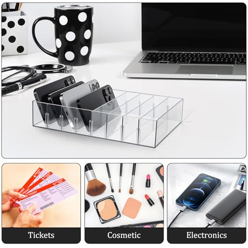2 Packs Mail Organizer Plastic Cash Tray for Desk - 8 Slots File Organizer Clear Desktop Bill Divider Holder for Paper Envelope Document Book Money Eyeshadow Makeup Palette