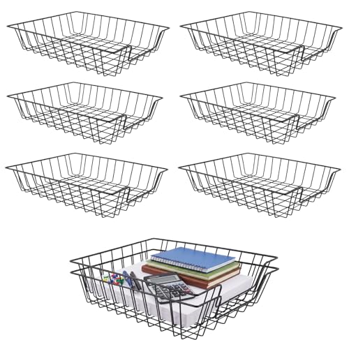 6 Pack Desk Drawer Organizer Letter Tray – Stackable Metal Mesh Wire Paper Trays | A4 Paper Document Desk Basket with Smooth Edges | Rust Proof Storage Tray for Home Office School Desk
