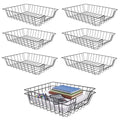 6 Pack Desk Drawer Organizer Letter Tray – Stackable Metal Mesh Wire Paper Trays | A4 Paper Document Desk Basket with Smooth Edges | Rust Proof Storage Tray for Home Office School Desk