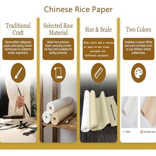 Xuan Rice Paper 18inx27yd Mulberry Calligraphy Sumi-e Decoupage Brown - color: Brown, size: 69CM