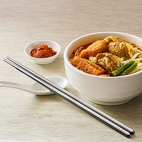 IQCWOOD 304 Stainless Steel Chopsticks, 5 Pairs, Silver - color: Silver Classic