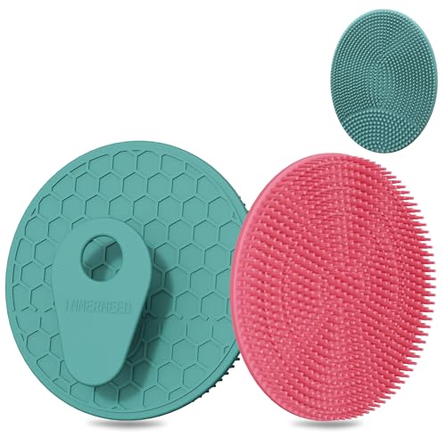 INNERNEED Silicone Body Scrubber Gentle Exfoliating Brush Set, Green+ Pink - color: (Set2) Dark Green+pink