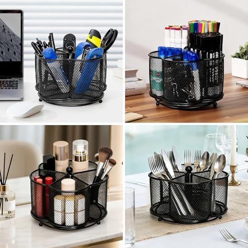 Pen Holder for Desk,360-Degree Rotating Pencil Organizer - color: Plum shaped