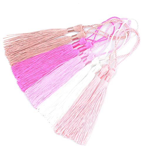 100Pcs 5 Inch Silky Bookmark Tassels for Jewelry, Souvenir(Mixed Red) - color: Mixed Red