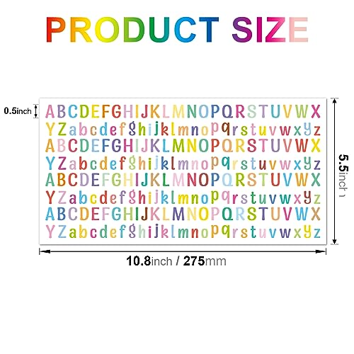 10 Sheet Small Letter Stickers, 1/2 Inch Self Adhesive Alphabet Stickers, Cute Vinyl Letter Stickers for Arts Crafts Outdoor Sign Poster Windows Doors Mailboxes Car Truck - Colorful - color: Colorful (0.5"), size: 0.5 Inch