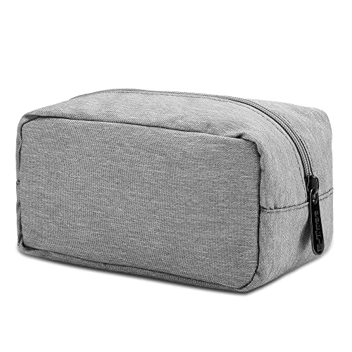 E-Tree Makeup Bag,Medium Travel Make up Pouch for Purse,Zipper Cosmetic Brush Skin Care Case for Women Man,Toiletry Bags,Tech Electronic Organizer,Small Canvas Storage for Personal Items,Grey - color: Grey, style: 7.8" X 3.9" X 3.9"
