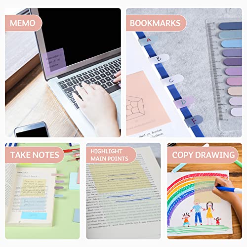 Pastel Transparent Sticky Notes, 550 Sheets Morandi Clear Sticky Tabs, Translucent Page Flags Book Markers Stickers, Bible Journaling Study Office School Supplies - color: 16 Colors