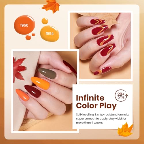 Beetles Fall Gel Polish Set, Autumn Leaves, Burgundy Brown Colors - color: A - Creme | Autumn Leaves