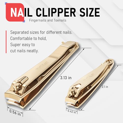 firiKer Nail Clippers with Nail File,Fingernail Clipper,Toe Nail Clippers - color: Light Gold