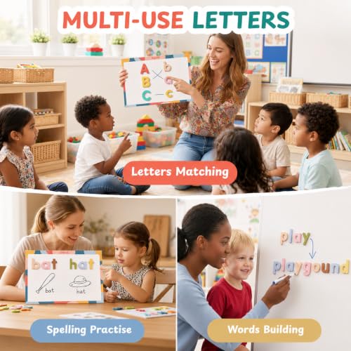 JoyCat Macaron Magnetic Letters Kit 240PCS, Double-Sided Magnetic Board