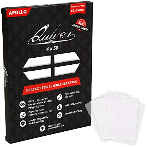 Quiver Time 200 Apollo Clear Japanese Card Sleeves fits Yu-Gi-Oh! Cards and Other TCG Cards - Ultra Transparent Small Trading Card Sleeve, Card Protector Sleeves (62 x 89 mm) - color: Clear Transparent Card Sleeves, size: 62x89 mm (Japanese Size)