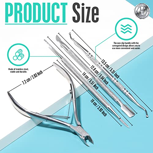 FANDAMEI Cuticle Trimmer, Cuticle Kit, Cuticle Pusher, Cuticle Nippers - color: Silver