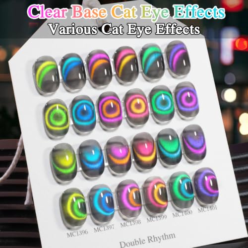 Double Rhythm Cat Eye Gel Nail Polish Set of 6 Same Color Same Bottle 0.5 Oz Shimmer Glitter with Magnet Holographic Reflective Magnetic UV Nail Polish Kit at Home (T6-120) - color: Chameleon Jelly