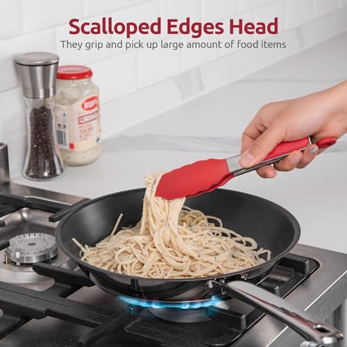 U-Taste Kitchen Tong for Cooking, 600ºF Heat-Resistant Silicone, 7in/Red - color: Red, size: 7 inch