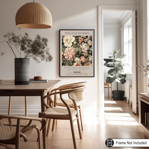 Poster Master Pink Peonies Print - William Morris Poster - Textile Pattern Art - Botanical Exhibition Art - Floral Illustration - Aesthetic Living Room or Bedroom Decor - 8x10 UNFRAMED Wall Decor - color: Style-07, size: 8"L x 10"W