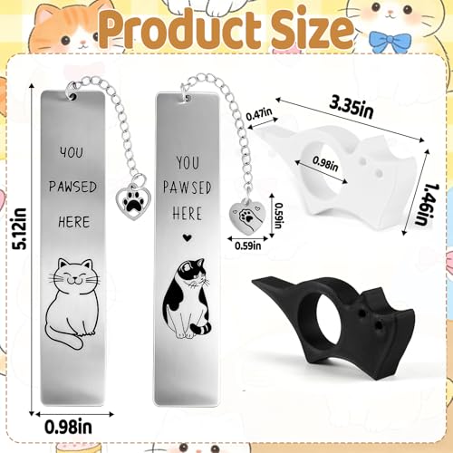 4Pcs Cat Bookmark Book Page Holder Funny Gifts for Men Women Cute Metal Book Mark Wood Thumb Book Page Holder Black Cat Reading Lover Gifts Accessories Unique Friend Coworker Teacher Birthday Gift - style: An-funny cat
