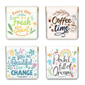 Peacoblue slogans and flowers Coin Purse,PU Leather Squeeze Pouch 4PCS - style: Slogans and Flowers
