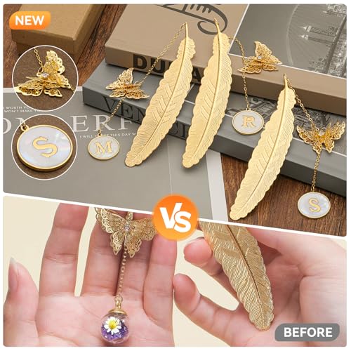 Personalized Initial Metal Butterfly Feather Bookmark for Women Girls Readers Book Lover Birthday Gifts for Women Her Teacher Girlfriend Wife Mom Sister Friend Daughter (Letter L) - style: Letter L