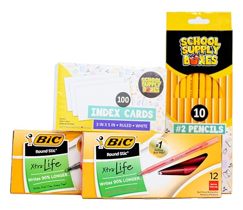 School Supply Boxes | High School Writing Bundle (1 Box) | Back to School Essentials Kit for Students & Teachers | Includes College-Ruled Filler Paper, College-Ruled Notebooks, 12 ct. Pens, & More - color: High School Writing Bundle, size: 1 Box