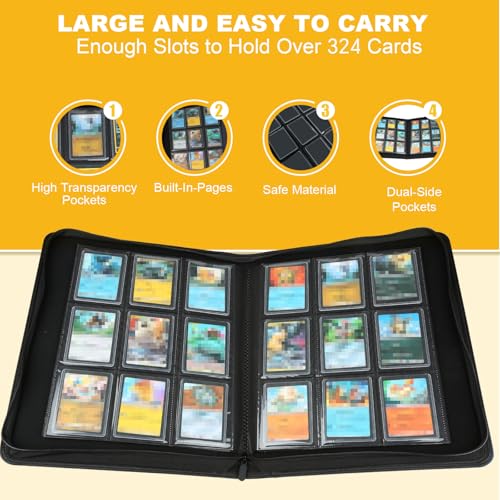 Toploader Binder, Holds 324 Toploaders, 9 Pocket Top Loader Binders with Sleeves for 3 x 4'' Toploaders, Double-Sided Pocket Top Loader Storage Binder, Trading Card Binder - Diamon Red - color: Diamond Red