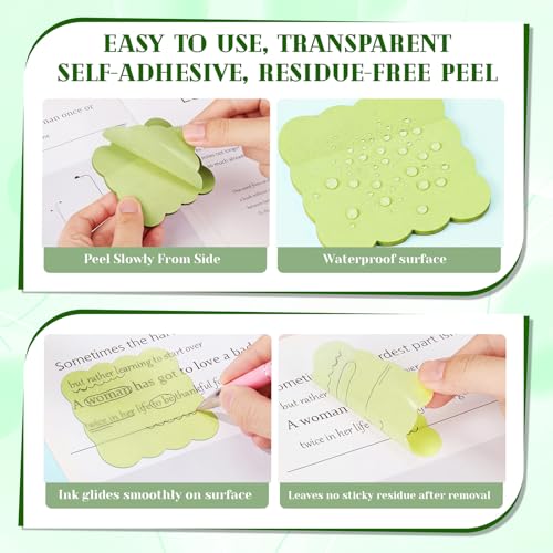 Eaasty 400 Sheets Transparent Sticky Notes 8 Pads Scalloped, Vintage Tones - color: Vintage Tones