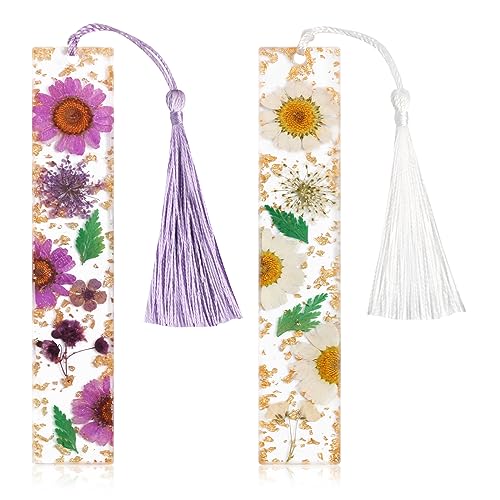 Bookmarks for Women, Kaluofan 2PCS Book Markers for Reading, Durable Handmade Dried Flower Bookmarks with Tassels, Pretty and Increase Reading Interest - color: D, size: 2PCS