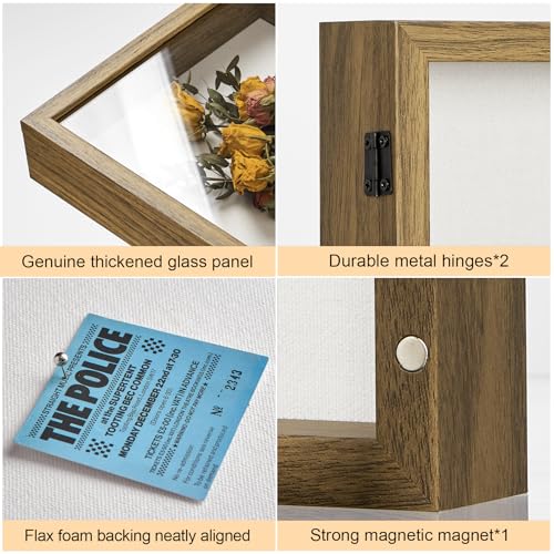 5x5 Brown Deep Shadow Box Picture Frame with HD Clear Glass - color: Brown, size: 5x5