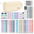 Four Candies 56 PCS Aesthetic School Supplies with Pencil Case (Cream) - color: Cream