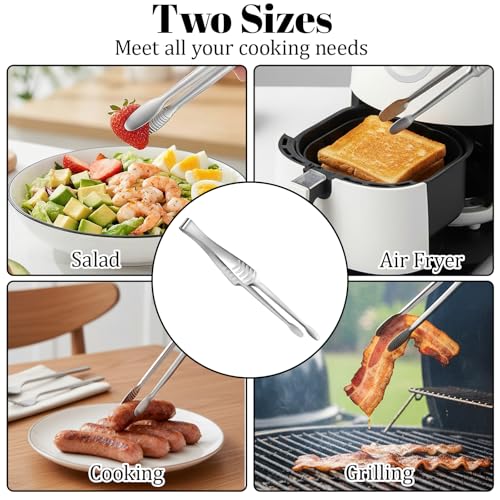 10.8" Metal Food Tong with Non-Slip Comfort Grip Korean and Japanese BBQ Tongs Stainless Steel Kitchen Tongs Serving Tong for Cooking for Serving Food Salad Camping Barbecue