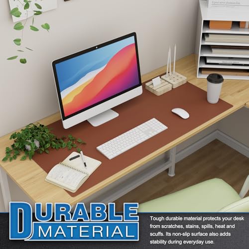 K KNODEL Extra Large Desk Mat, Leather Mouse Pad (35.4"x17", Brown) - color: Brown, size: 35.4" x 17"