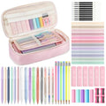 MoKo Pencil Case with Supplies, 59Pcs Aesthetic School Set, Pink - color: Pink-59P