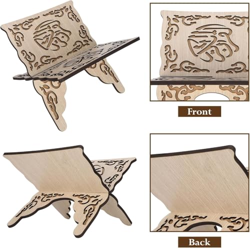 1Pcs Wooden Folding Book Stand with Carved Design