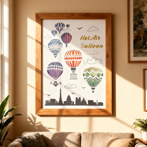 TIAMECH A4 Reusable Hot Air Balloon Stencil for Painting - style: Hot Air Balloon