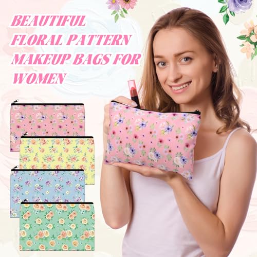 Eaasty 20 Pieces Flower Gift for Women Sticky Notes with Floral Pens, Pencil Bags Makeup Bags, 3 x 4 Inches Cute Note Pads, Funny 1.0 mm Ballpoint Pens, Office Supplies for Women - style: Flower