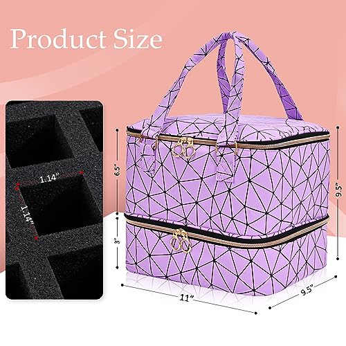Uross Nail Polish Organizer Bag Holds 42 Bottles Nail Polish & Nail Lamp, Gel Nail Polish Organizers and Storage box for Nail Tech, Nail Kit Supplies Organizer Case - Purple - color: Purple, size: Large - 11 x 9.5 x 9.5 inch (42 bottles)