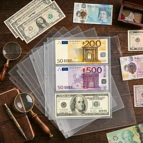 100 Pack （7.6x3.6inch ） 3 Pockets Currency Sleeves for 3 Ring Binder - color: 7.6x3.6inch-3pocket|8.5 X 11" Binders