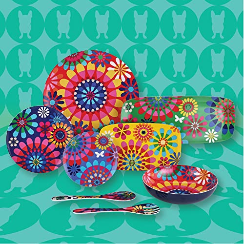 French Bull 13" Rectangular Platter - Melamine Platters and Serving Ware - Plate, Dish, Serving, Collection - Festival - color: Festival, size: 13" Rectangular Platter