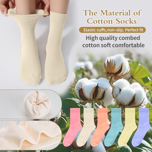 Corlap Women's Thin Above Ankle Socks-6Pairs Cotton Bootie Dress Crew Socks - color: 6 Pairs Fresh Color, size: 9-11