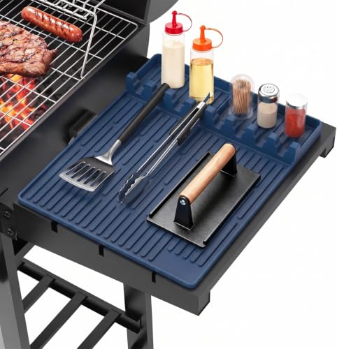 Silicone Grill Mat for Blackstone Griddle Accessories, 8-Slot Tool Mat - color: blue