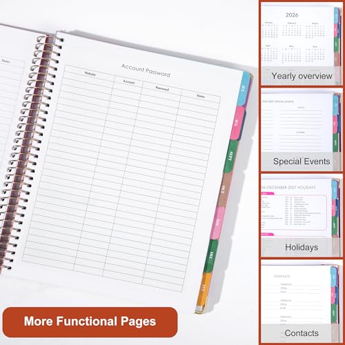 CAGIE 2026-2027 Weekly & Monthly Calendar Planner, Jul 2026-Dec 2027 - color: Rust Brown