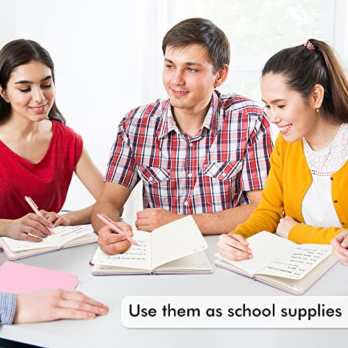 feela 5 Pack Notebooks Journals Bulk, Hardcover Notebook Classic Ruled Lined Journals with Pen Holder for Women Girls School Business Supplies, with 5 Black Pens, 120 GSM, 5.1”x8.3”, A5, Rose Pink - color: 5 Rose Pink
